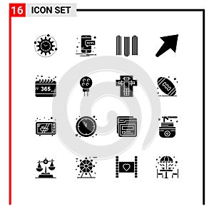 User Interface Pack of 16 Basic Solid Glyphs of year, calendar, document, all, right