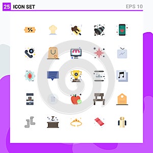 User Interface Pack of 25 Basic Flat Colors of phone, app, ice cream, thanksgiving, cornucopia