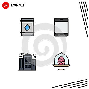 User Interface Pack of 4 Basic Filledline Flat Colors of barrel, ipad, flamable, devices, architecture