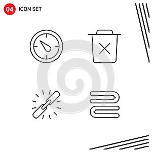 User Interface Pack of 4 Basic Filledline Flat Colors of stopwatch, connect, basic, remove, hyperlink