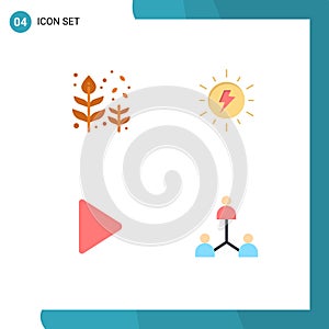 User Interface Pack of 4 Basic Flat Icons of autumn, play, leaf, solar, twitter