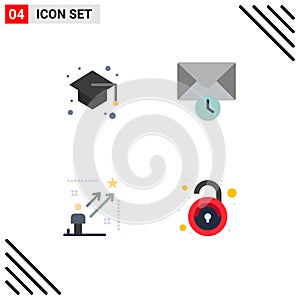 User Interface Pack of 4 Basic Flat Icons of back to school, star, study, time, success