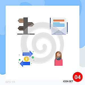 User Interface Pack of 4 Basic Flat Icons of christmas, duty, vacation, email newsletter, finance