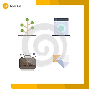 User Interface Pack of 4 Basic Flat Icons of forest, complete, tree, bath, business