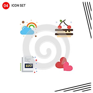 User Interface Pack of 4 Basic Flat Icons of fortune, educate, luck, food, online