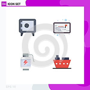 User Interface Pack of 4 Basic Flat Icons of money, charg, project, acumulator, marine