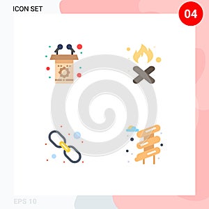 User Interface Pack of 4 Basic Flat Icons of podium, hyperlink, speech, garbage, web