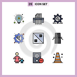 User Interface Pack of 9 Basic Filledline Flat Colors of cross, gear, cog, configure, phone