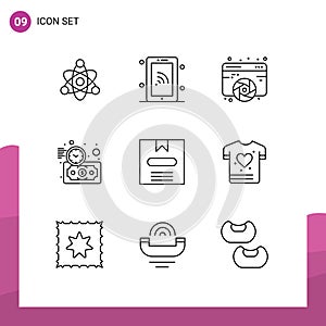 User Interface Pack of 9 Basic Outlines of commerce, time, designing, money, budget estimate