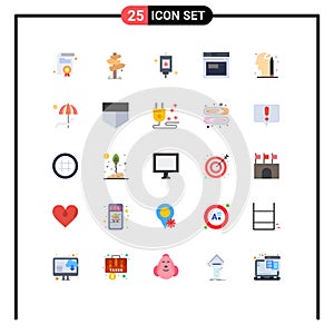 User Interface Pack of 25 Basic Flat Colors of mind, website, bag, web, internet