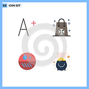 User Interface Pack of 4 Basic Flat Icons of font, dry, easter, shopping, fortune