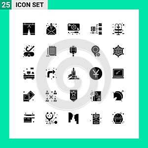 25 User Interface Solid Glyph Pack of modern Signs and Symbols of park, fountain, recuperation, social, server photo
