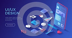 User Interface UI and User Experience UX design. Interface construction. Mobile application, program development.