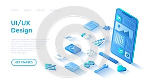User Interface UI and User Experience UX design. Interface construction. Mobile application, program development