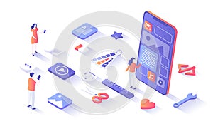 User Interface UI and User Experience UX design. Interface construction. Mobile application, program development.
