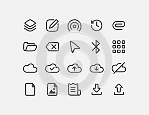 User interface vector icon set. Isolated linear style icon vector design