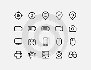User interface vector icon set. Isolated linear style icon vector design