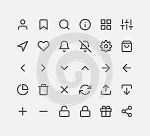 User interface vector icon set. Isolated linear style icon vector design