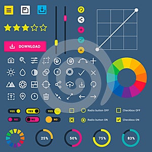 User interface vector phone laptop tab device mobile app indicators download progress ui-ux web interface design