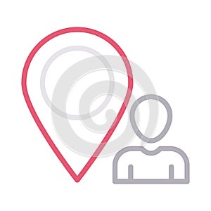 User location thin line color vector icon