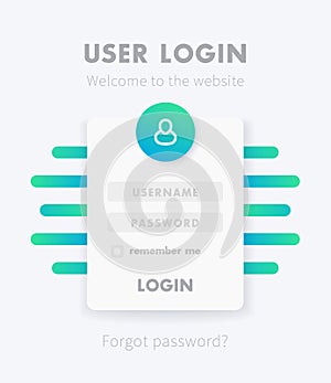 User Login window design, page vector template