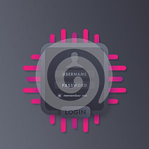 User Login window template, web page design