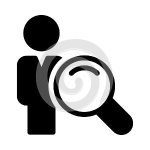 User magnifier vector glyph flat icon