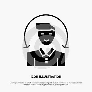 User, Male, Client, Services Solid Black Glyph Icon