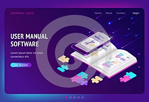 User manual software isometric landing, web banner