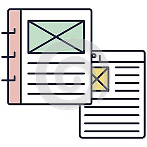 User manual, technical documentation, brandbook vector icon