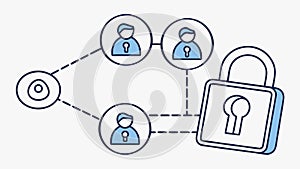 User network with padlock, community security, privacy, vector design Generative AI