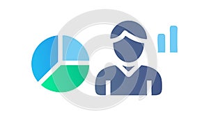 User with Pie Chart, Data Analysis and Business Reporting Icon, vector design Generative AI