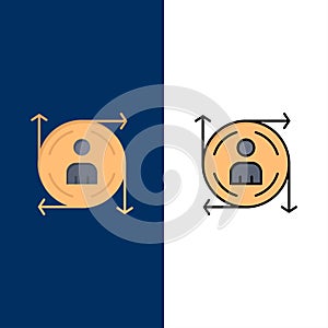 User, Predication, Arrow, Path  Icons. Flat and Line Filled Icon Set Vector Blue Background photo