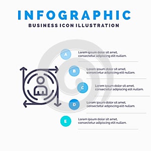 User, Predication, Arrow, Path Line icon with 5 steps presentation infographics Background photo