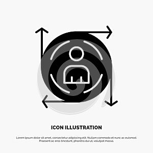 User, Predication, Arrow, Path solid Glyph Icon vector