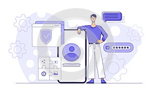 User privacy and data security concept. Vector illustration