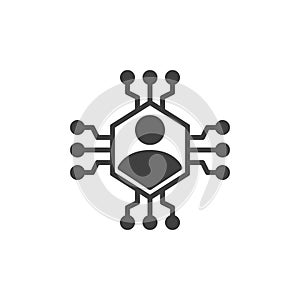 User profile with binary code vector icon