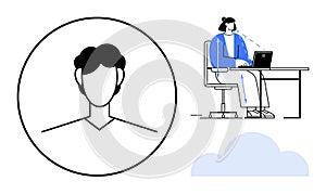 User Profile and Remote Work Concept with Digital Cloud and Online Interaction Element