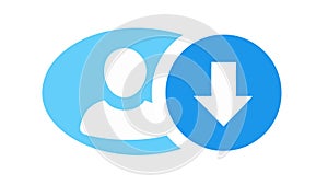User Profile with Download Arrow Icon: Account Data Download, vector design Generative AI photo