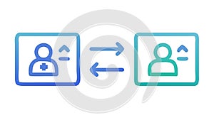 User Profile Exchange. Data Sharing Personal Interaction, vector design Generative AI