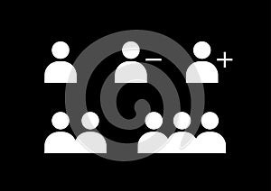 User Profile Group Set Icon Symbol. Add / Remove user.