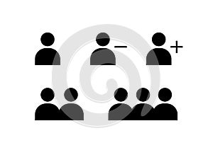 User Profile Group Set Icon Symbol. Add / Remove user.