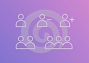 User Profile Group Set Icon Symbol. Add / Remove user.