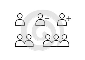 User Profile Group Set Icon Symbol. Add / Remove user.