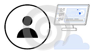 User Profile Icon with Cloud Computing and Data Management on Digital Interface