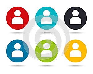 User profile icon flat round button set illustration design