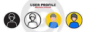 User Profile icon set with different styles