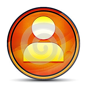 User profile icon shiny bright orange round button illustration