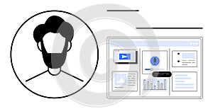 User profile integration with dashboard interface for data analytics and notifications