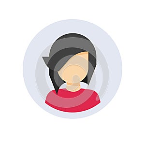 User profile or my account avatar login icon with woman female face smile symbol flat vector, human lady person member